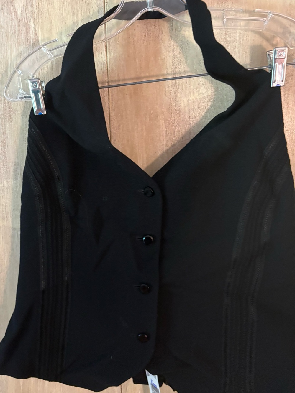 Linda Allard Ellen Tracy Black Halter Button Front Vest 14 NWT